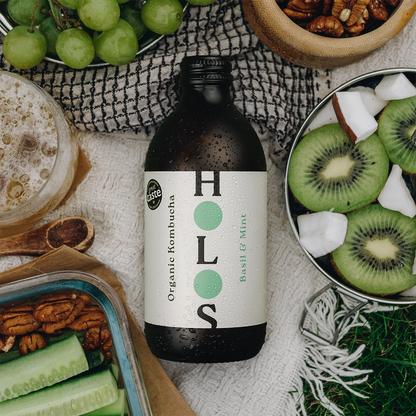 Holos Basil & Mint Organic Kombucha 330ml - Case of 12