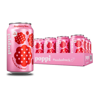 Poppi Raspberry And Rose Soda 330ml Can - Case of 24