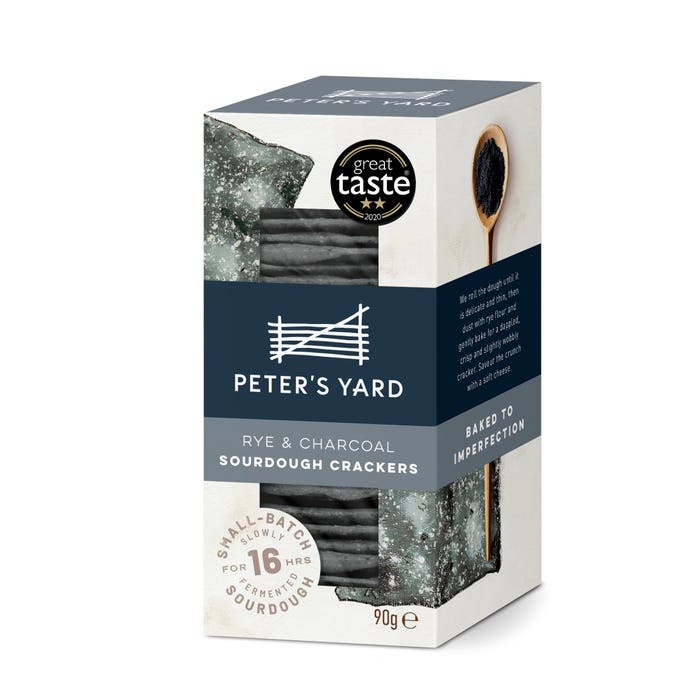 Case of 12 x 90g Sourdough Crispbread Charcoal & Rye - Mini from Peter's Yard.