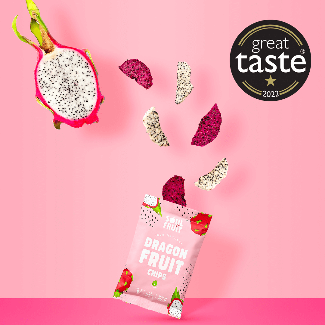 Soul Fruit Wholesale - Dragon Fruit Chips 10 x 20g Great Taste Award Winner 2022 Lifetsyle