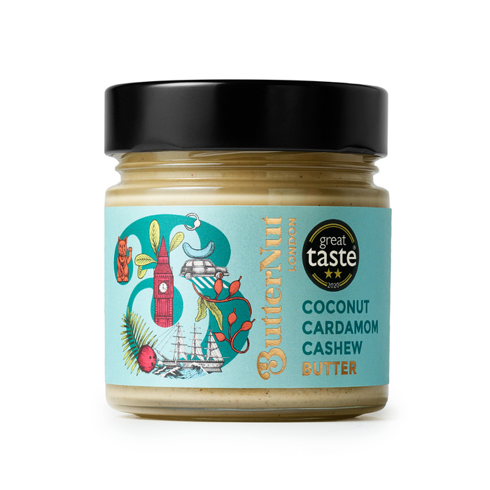 Case of 10 x 180g Coconut Cardamom Cashew Nut Butter from ButterNut of London